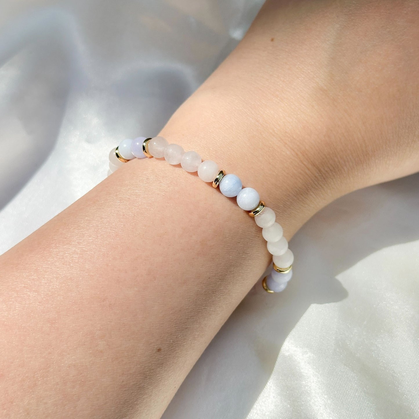 Gemstone Bracelet 6mm | Rosegold & Angelite