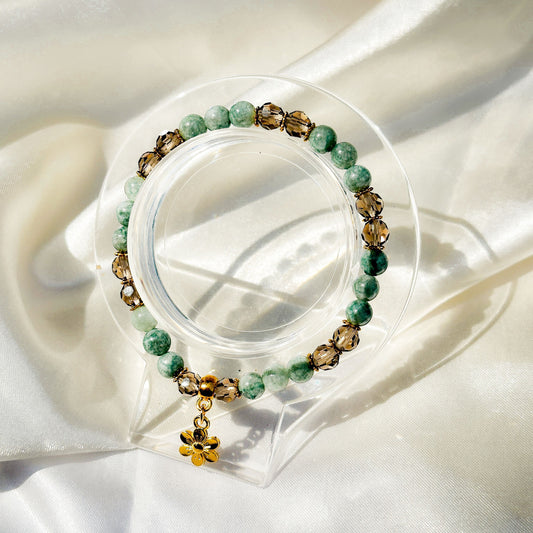 Gemstone Bracelet 6mm | Burmese Jade with Charm