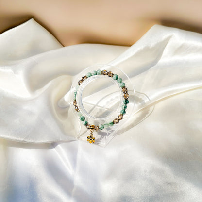 Gemstone Bracelet 6mm | Burmese Jade with Charm