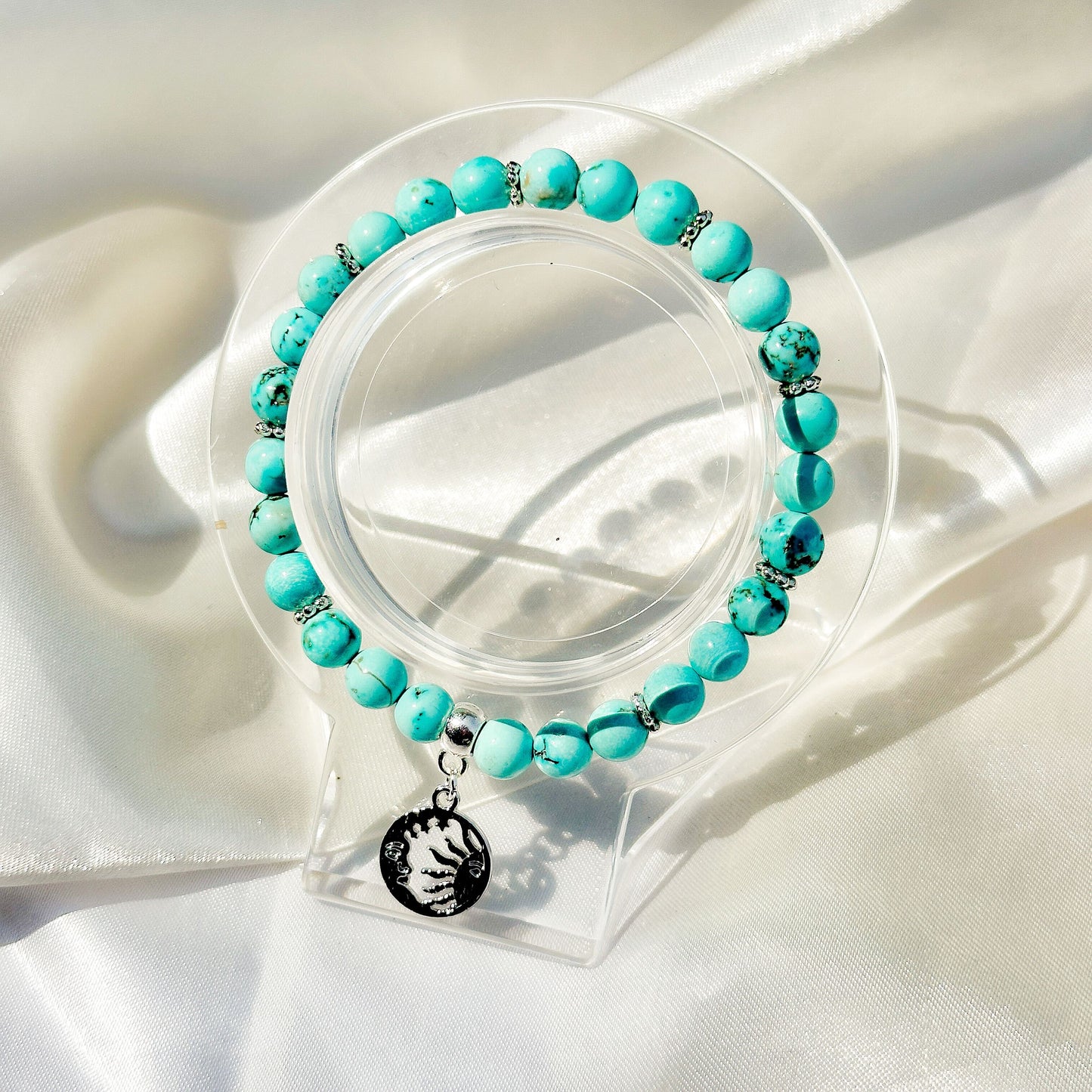 Gemstone Bracelet 6mm | Turquoise with Charm