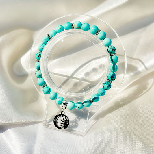 Gemstone Bracelet 6mm | Turquoise with Charm