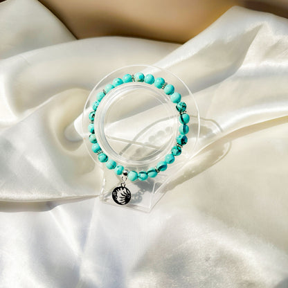 Gemstone Bracelet 6mm | Turquoise with Charm