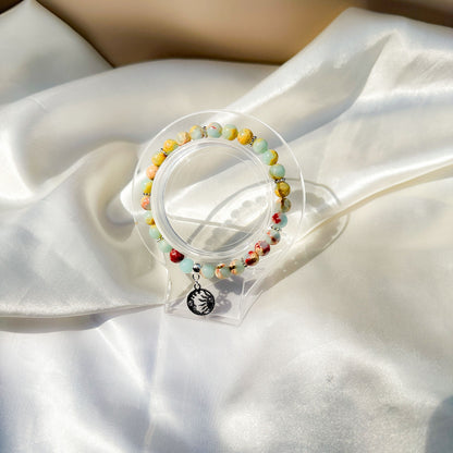 Gemstone Bracelet 6mm | Snakeskin Jasper with Charm