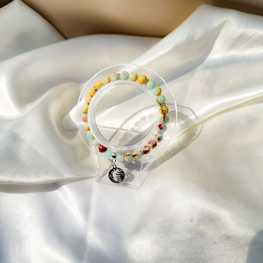 Gemstone Bracelet 6mm | Snakeskin Jasper with Charm