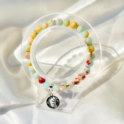 Gemstone Bracelet 6mm | Snakeskin Jasper with Charm