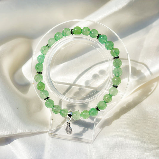 Gemstone Bracelet 6mm | Green Aventurine with Charm
