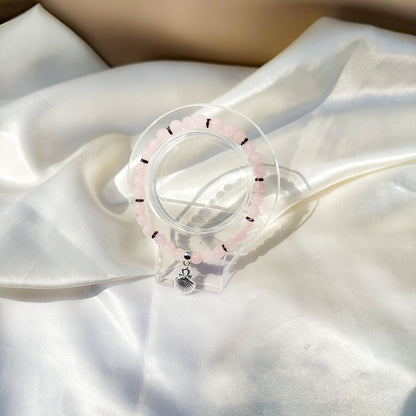 Gemstone Bracelet 6mm | Rose Quartz with Charm