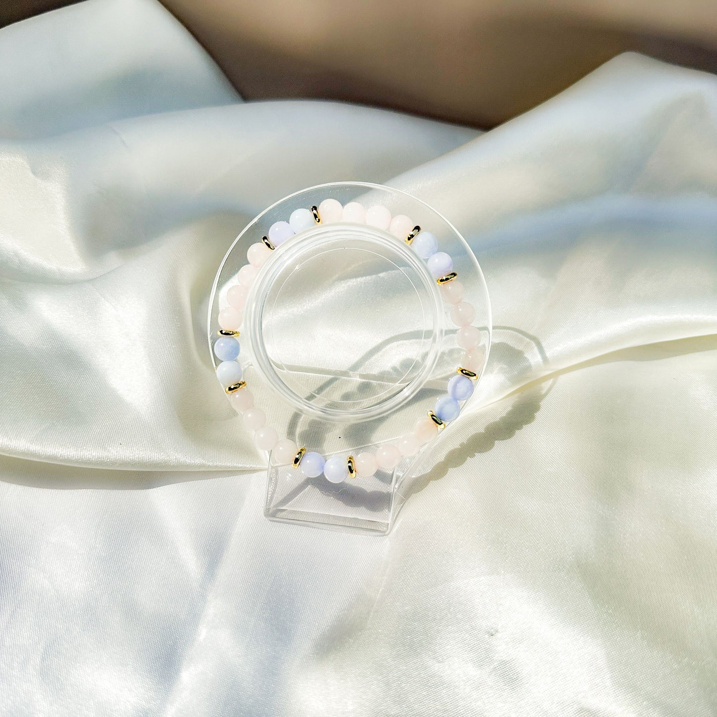 Gemstone Bracelet 6mm | Rosegold & Angelite