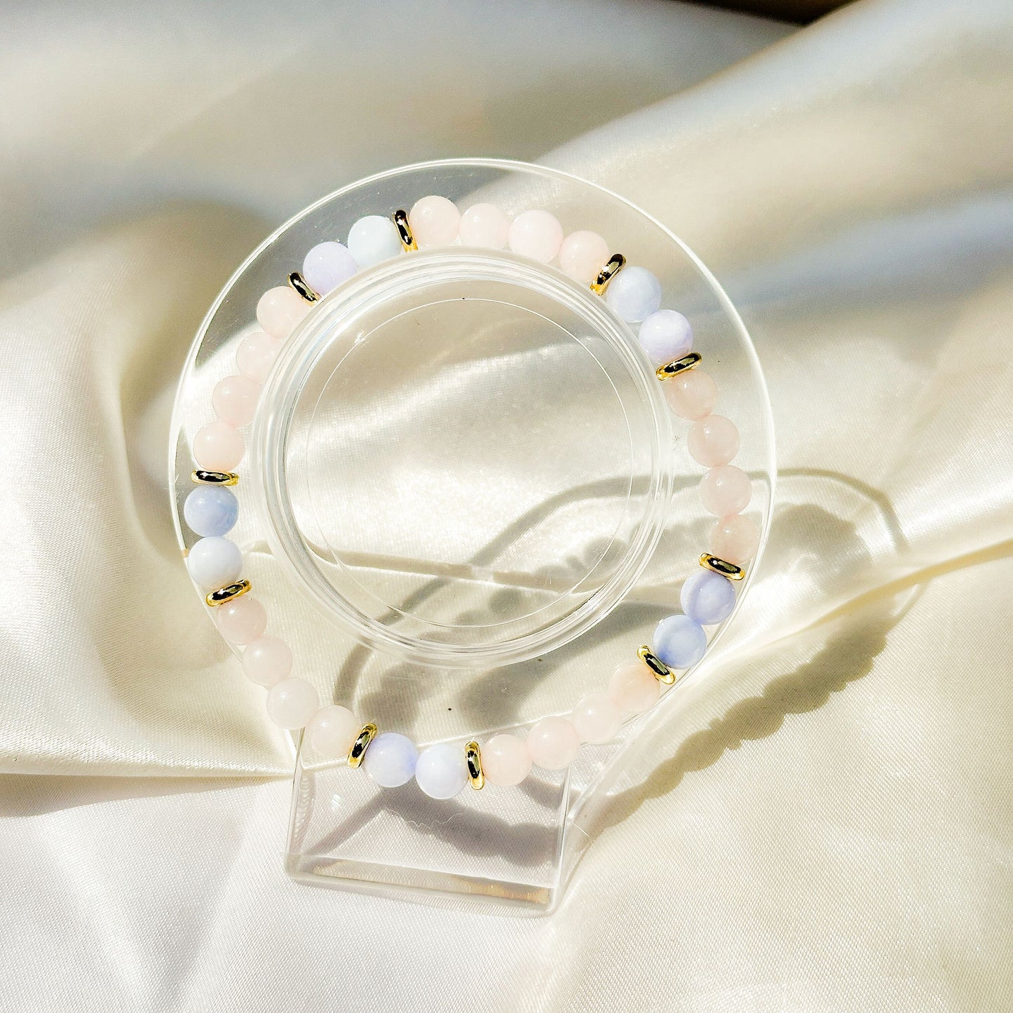 Gemstone Bracelet 6mm | Rosegold & Angelite