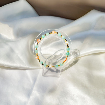 Gemstone Bracelet 6mm | Mint Green Amazonite & Philippines Freshwater Pearls (A)