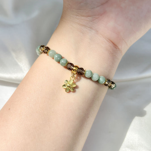 Gemstone Bracelet 6mm | Burmese Jade with Charm
