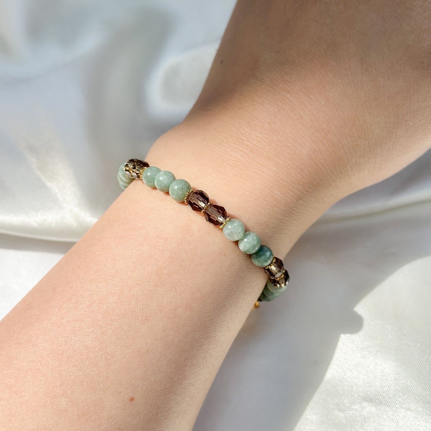 Gemstone Bracelet 6mm | Burmese Jade with Charm