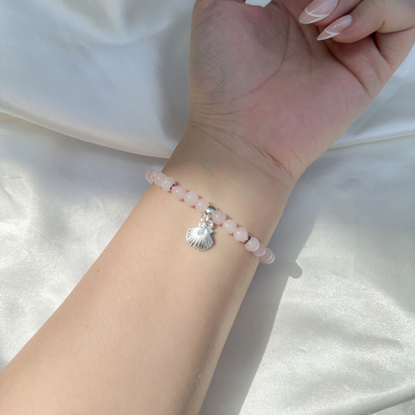 Gemstone Bracelet 6mm | Rose Quartz with Charm