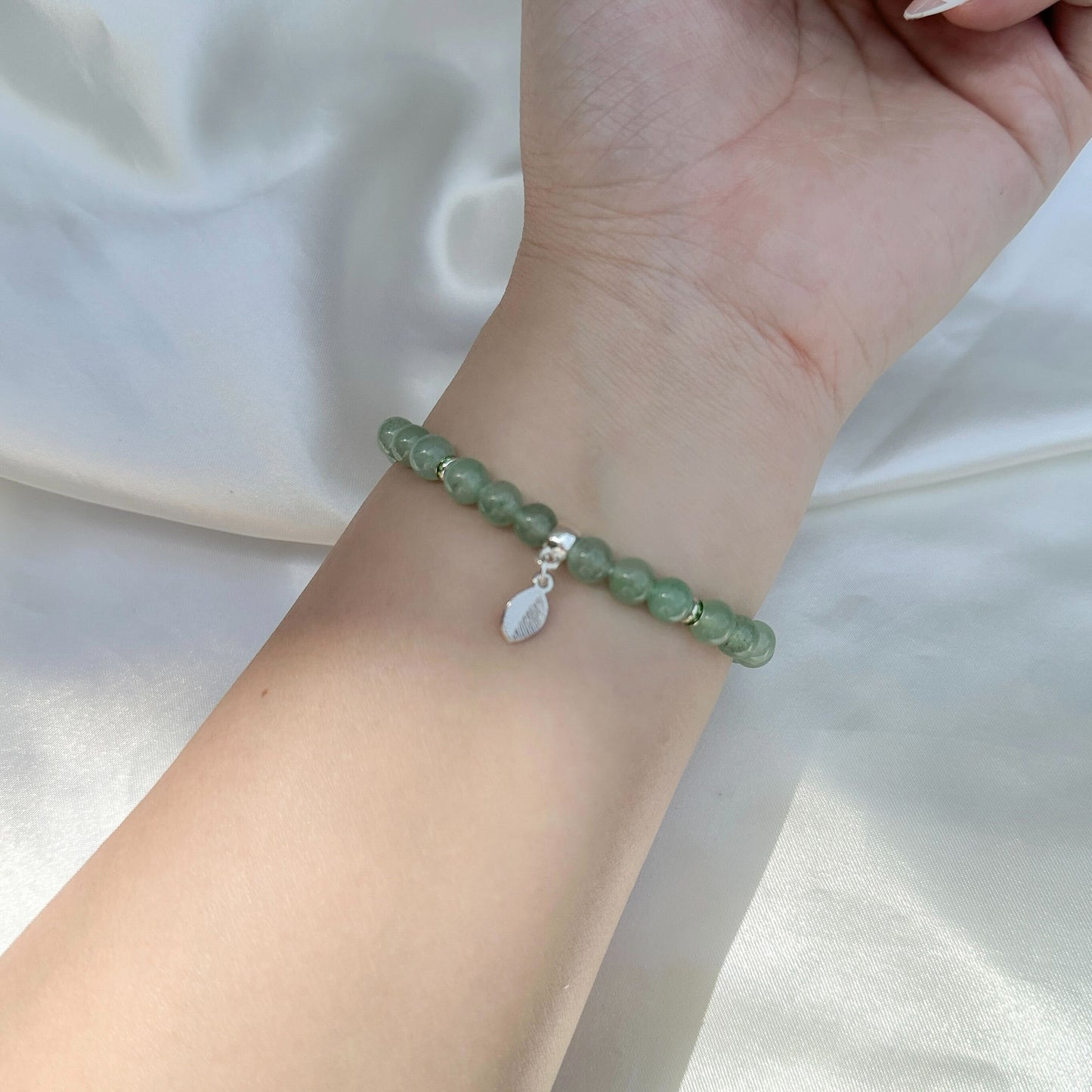 Gemstone Bracelet 6mm | Green Aventurine with Charm