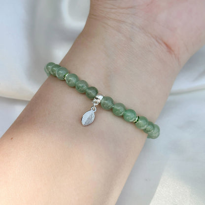 Gemstone Bracelet 6mm | Green Aventurine with Charm