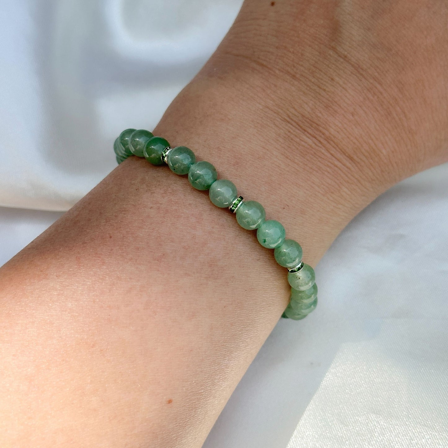Gemstone Bracelet 6mm | Green Aventurine with Charm