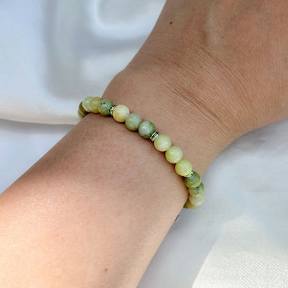 Gemstone Bracelet 6mm | Chinese Jade with Charm
