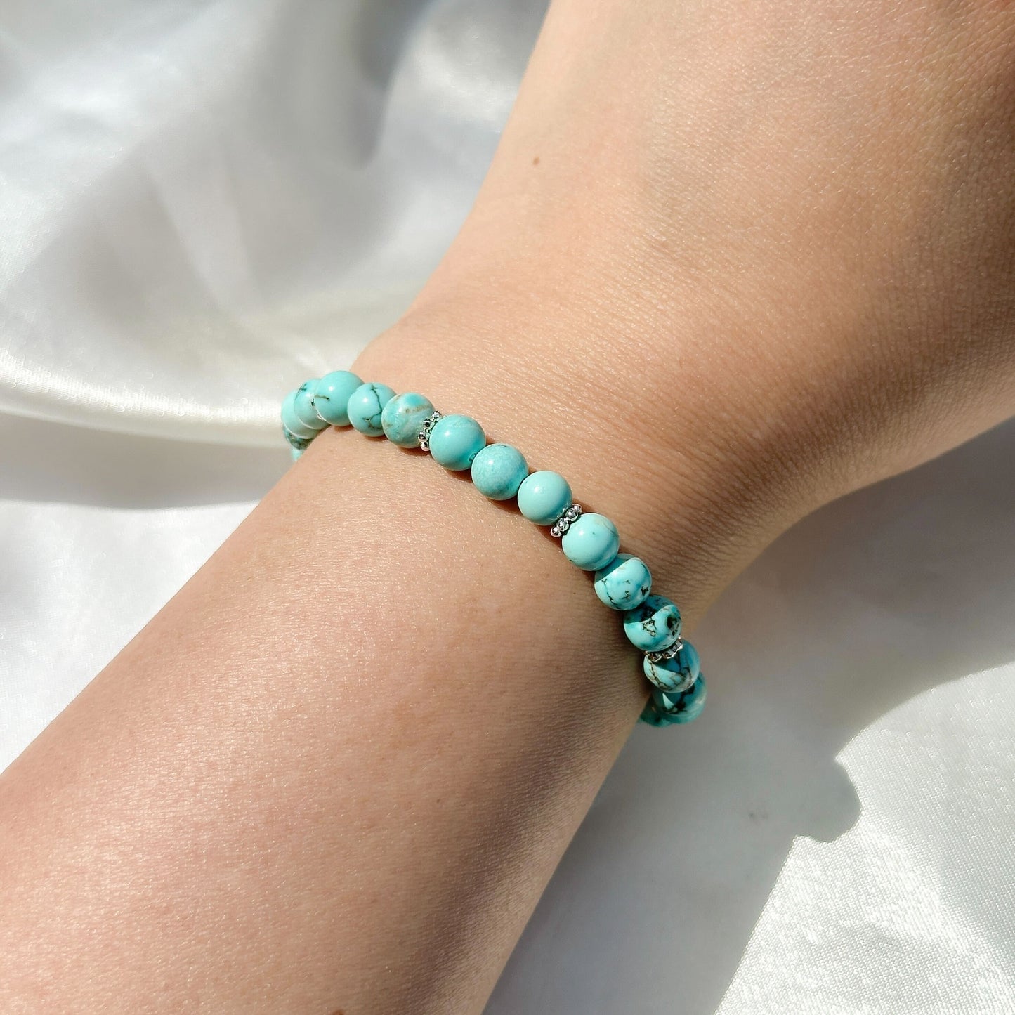 Gemstone Bracelet 6mm | Turquoise with Charm