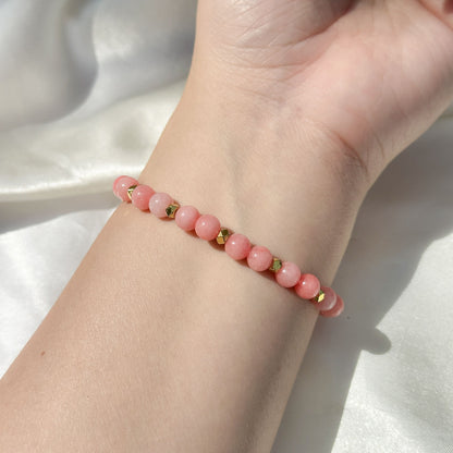 Gemstone Bracelet 6mm | Pink White Persian Jade & Philippines Freshwater Pearls