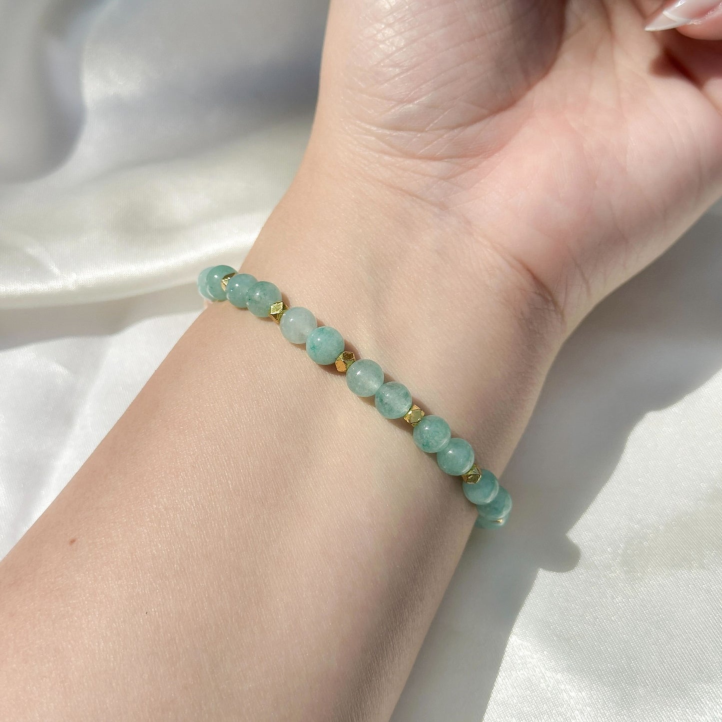 Gemstone Bracelet 6mm | Mint Green Amazonite & Philippines Freshwater Pearls (B)