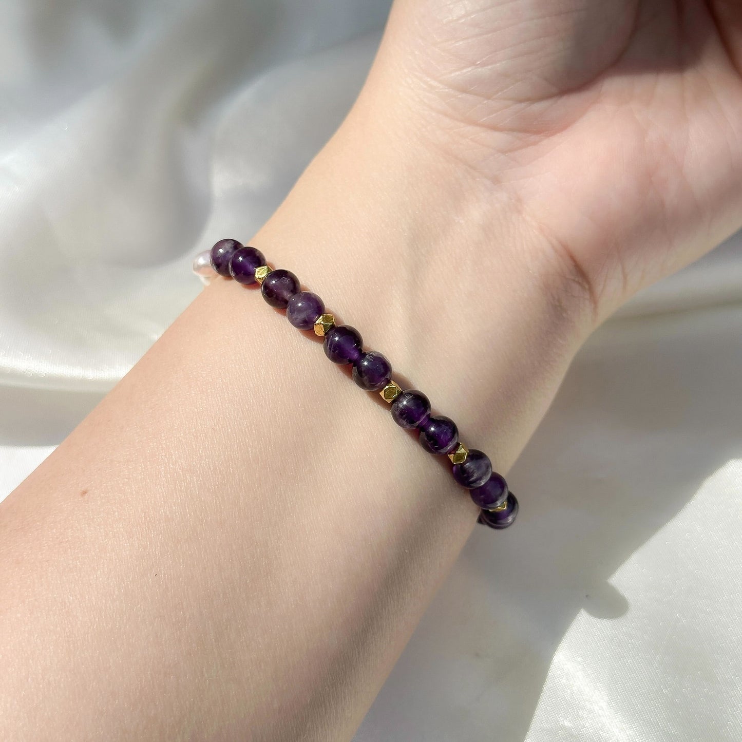 Gemstone Bracelet 6mm | Canadian Amethyst & Philippines Freshwater Pearls